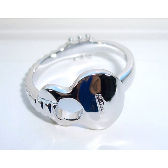925 STERLING SILVER Acoustic Guitar Musician Ring - Picture 2 of 14
